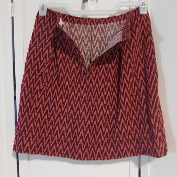 Ann Taylor LOFT Fuchsia/Magenta Linen Blend Chevron A-line Skirt Sz 2 - Picture 4 of 10